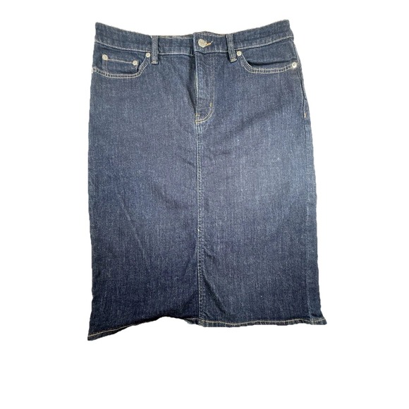 Ralph Lauren Dresses & Skirts - dark wash blue Lauren Ralph Lauren stretch denim pencil skirt with a back slit 8